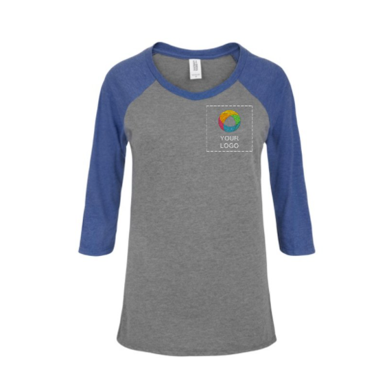 District Made® Ladies Perfect Tri® 3/4-Sleeve Raglan | NYTransfers