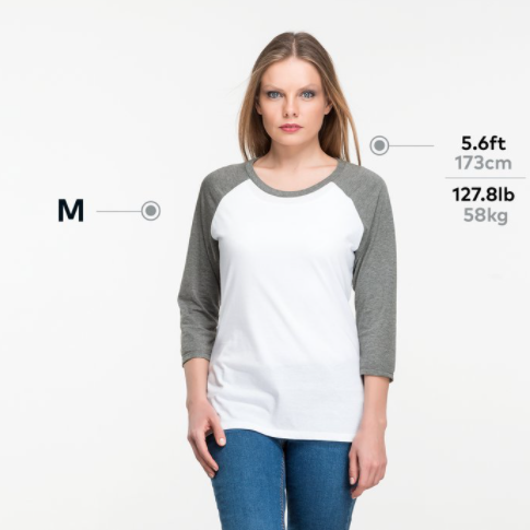 District Made® Ladies Perfect Tri® 3/4-Sleeve Raglan | NYTransfers