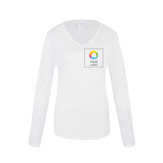 Port & Company® Ladies Long Sleeve Fan Favorite V-Neck Tee | NYTransfers